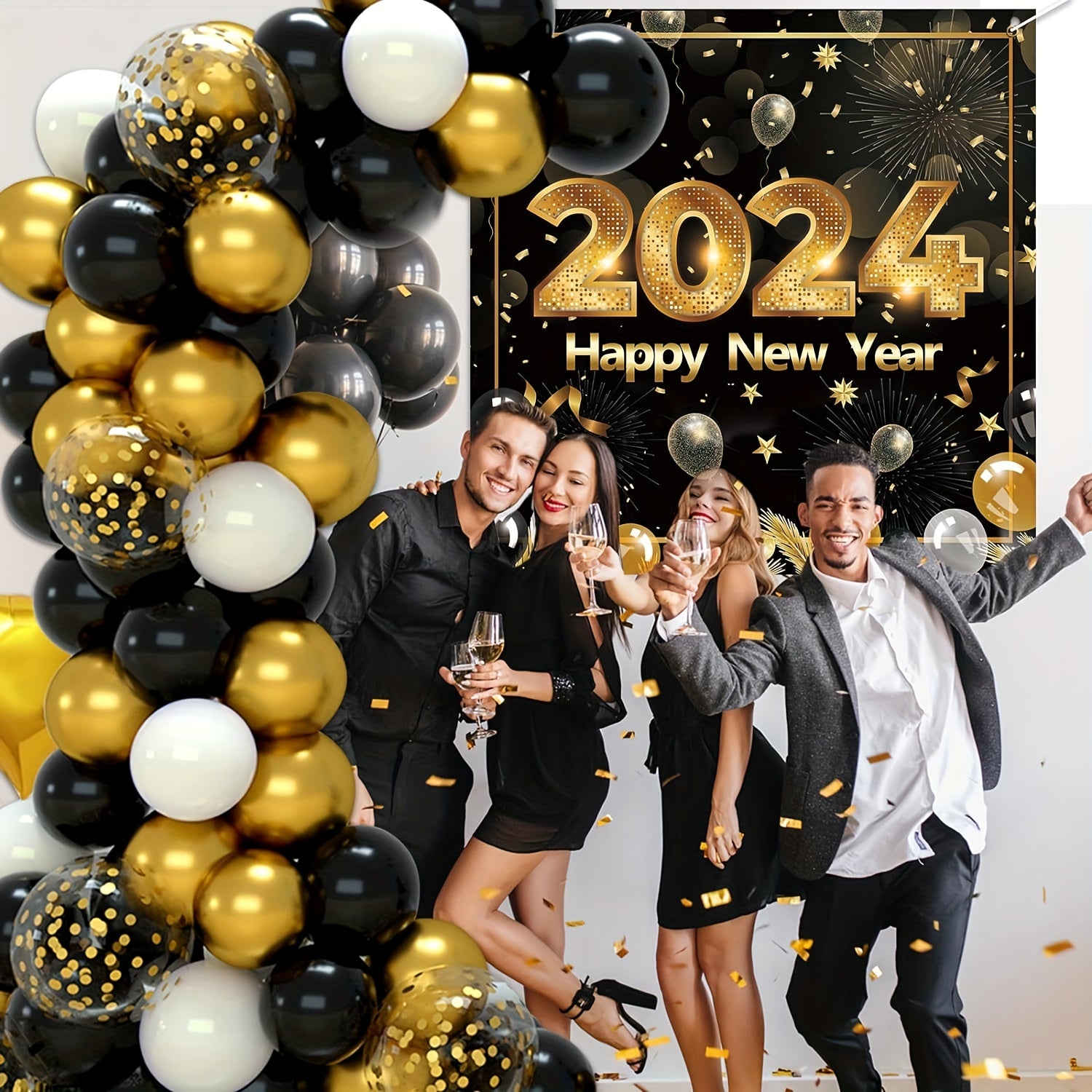 Golden Year Party Balloon Decoration Set - 99pcs