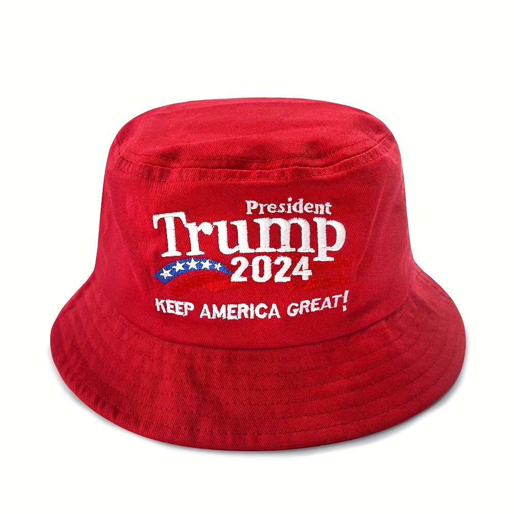 Red Bucket Hat Embroidery Hip Hop Casual Sunscreen Fisherman Cap