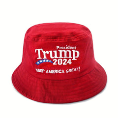 Red Bucket Hat Embroidery Hip Hop Casual Sunscreen Fisherman Cap