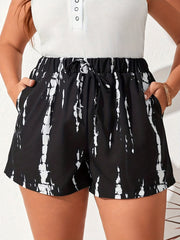 Vacay Shorts Women's Plus Print Elastic High Rise Stretch Loose Shorts