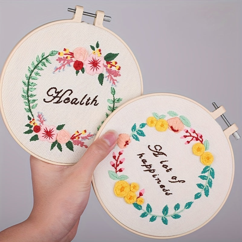 DIY Embroidery Set Beginner English Flower Pattern Gift