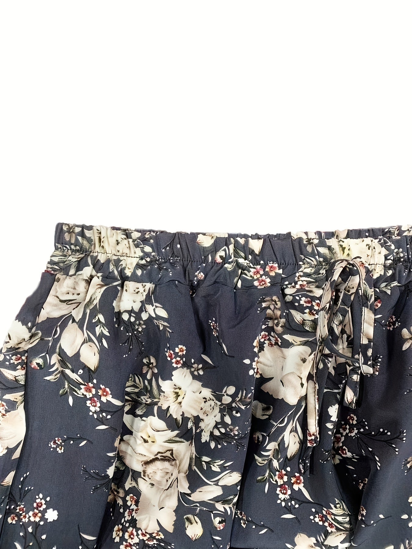 Women's Plus Floral Print Pleated Maxi Skirt