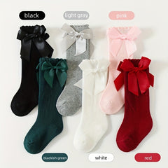 Baby Girls Big Bow Princess Knee Socks Lace Stockings