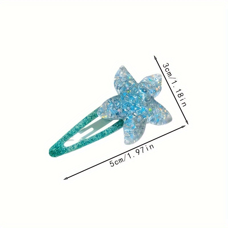 Transp Mermaid Hair Clip Star Shell Side Clip