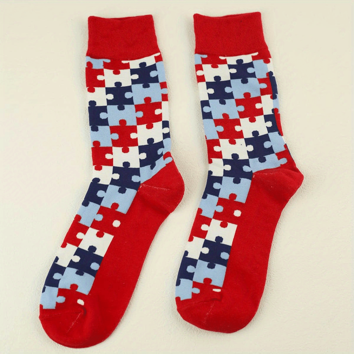 Colorblock Puzzle Socks Women's Mid Tube Stockings