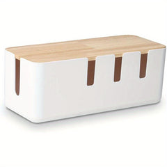 Wooden Cable Management Box Organizer