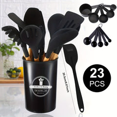 23pcs Cooking Utensils Set Silicone Cooking Tools in Colorful Storage Co