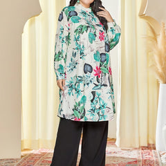 Women's Plus Tropical Print Lantern Sleeve Top & Pants Set
