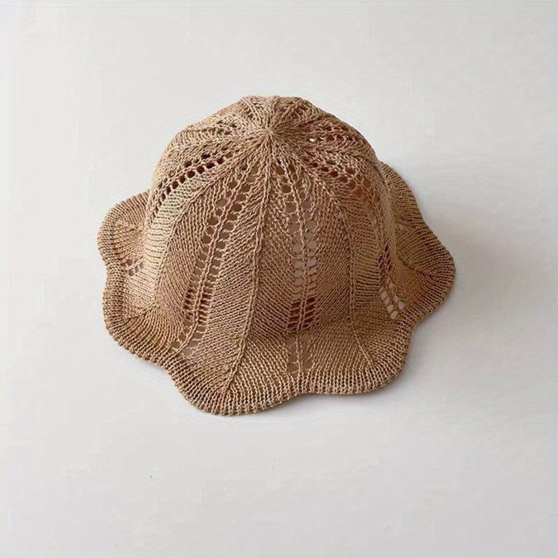 Baby Bucket Straw Hat Summer Hollow Sunscreen Beach Accessories