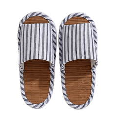 Striped House Slippers Men Cozy Indoor Shoes Anti-Skid Fall Spring