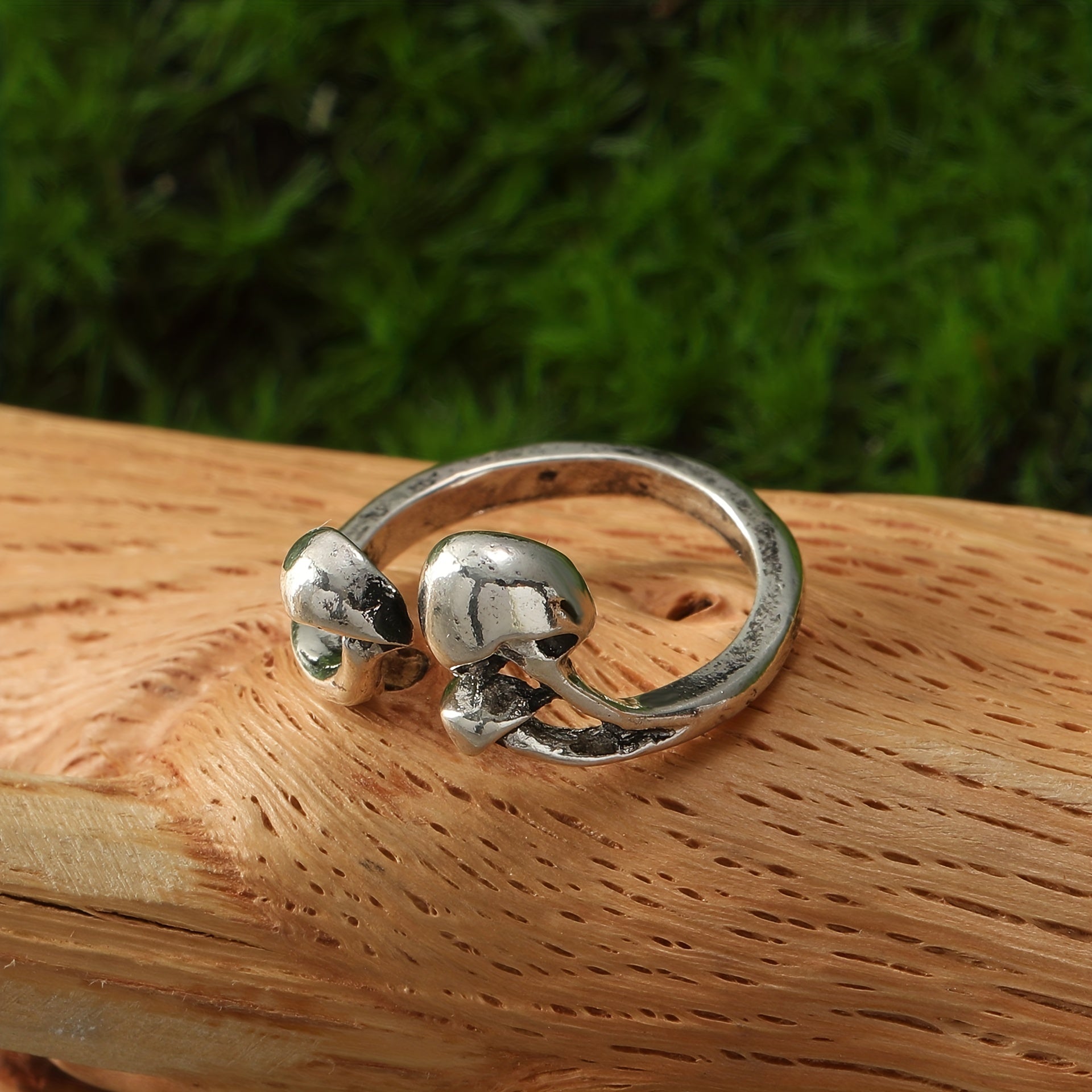 Vintage Mushroom Ring Silver Plated Adjustable Jewelry