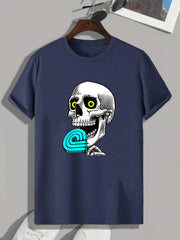 Skull Print Men's Graphic T-Shirt for Summer