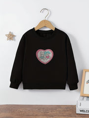 Girls Floral Bear Print Sweatshirt Long Sleeve Top Pullovers