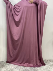 Casual Abaya Dress Women Solid Batwing Sleeve Loose Maxi Dress
