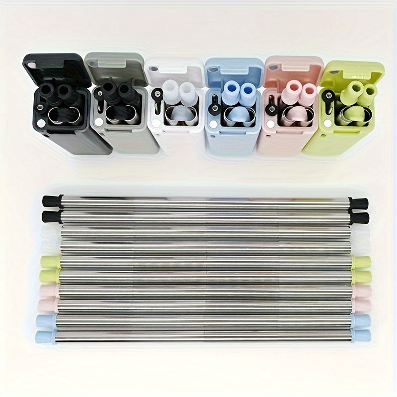 Foldable Stainless Steel Straw with Silicone Inner Travel Set