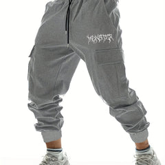 Lightning Print Men s Drawstring Cargo Pants Flap Pocket Jogger