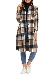 Plaid Button Front Jacket Long Sleeve Spring/Fall Women's Clothing
