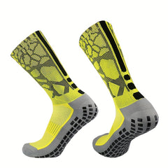 Silicone Mid Calf Athletic Socks Anti-Slip Sweat Absorbing Breathable