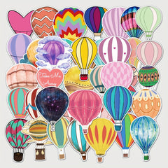 50 Colorful Hot Air Balloon Stickers for Water Bottles & Laptops