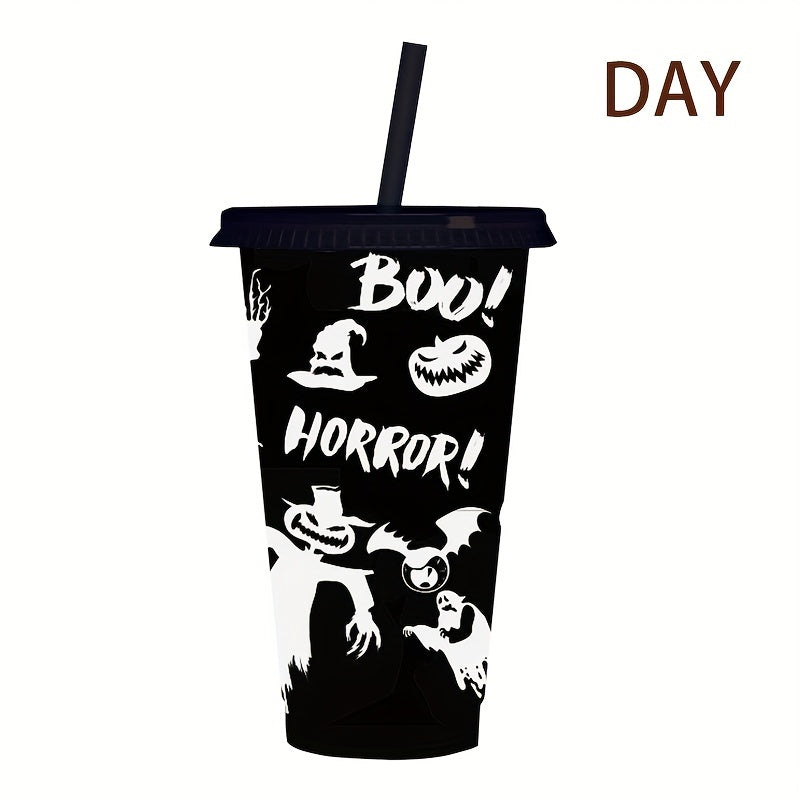 Luminous Plastic Water Cup With Straw And Lid For Camping