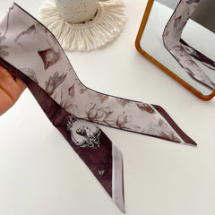 Hand Painted Hair Ribbon Mature Literature Art Small Scarf Bag Accessories