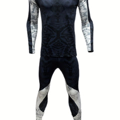 Men's Athletic Tracksuit Skinny Fit Long Sleeve Round Neck Jersey and Leggings