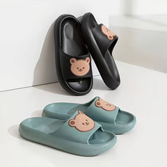 Men's Cartoon Bear Slides Lightweight Quick drying Non slip Slippers