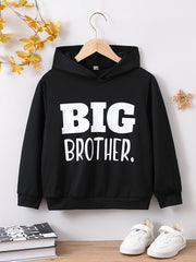 BIG BROTHER Letter Print Boys Casual Pullover Long Sleeve Hoodies