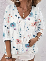 Floral Print Long Sleeve Blouse