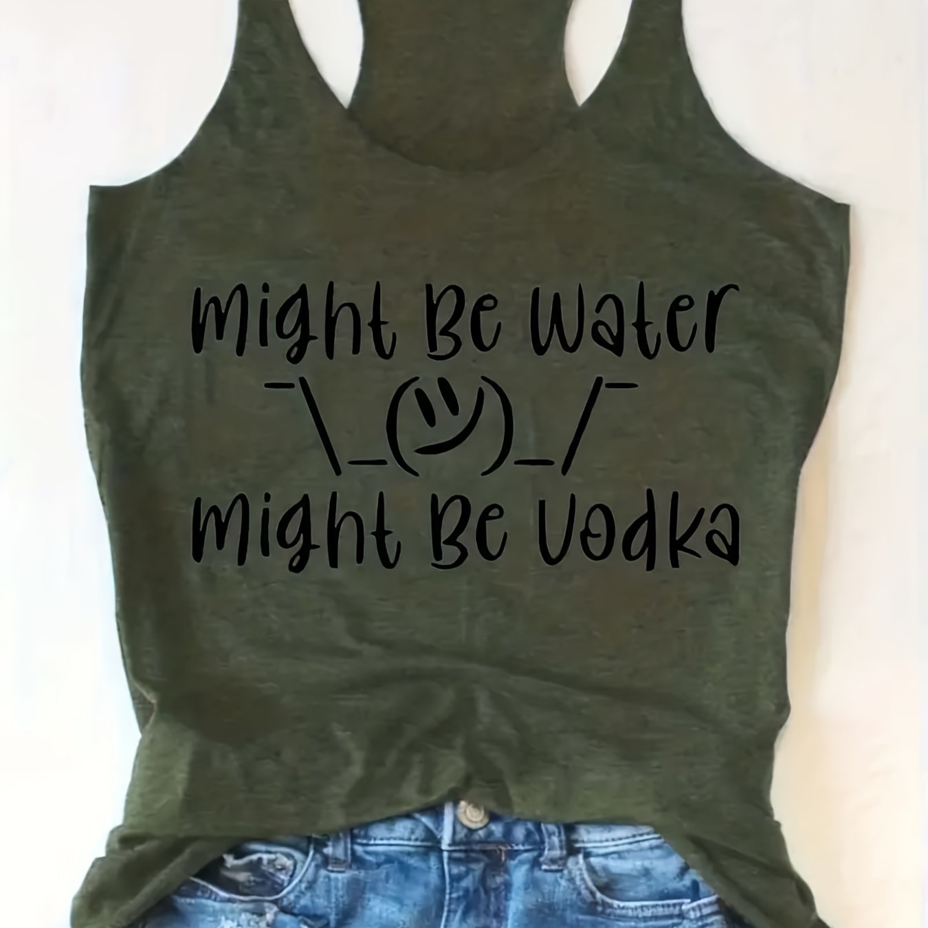 Cartoon & Letter Print Tank Top Sleeveless Crew Neck Racerback
