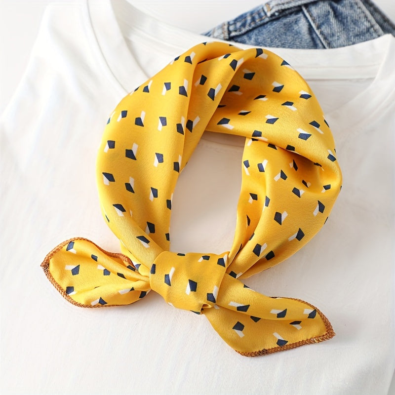 Dotted Classic Print Square Scarf Satin Neckerchief Bandana Head Wrap