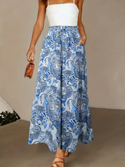 Striped Wide Leg Pants Paper Bag Waist