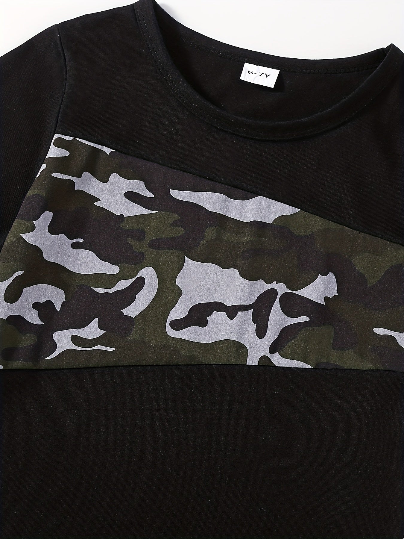 Boys Camo Print T-shirt & Shorts Set, Summer Kids Clothing