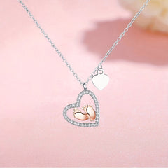 Baby Foot Heart Pendant Necklace Mother's Gift For Mom