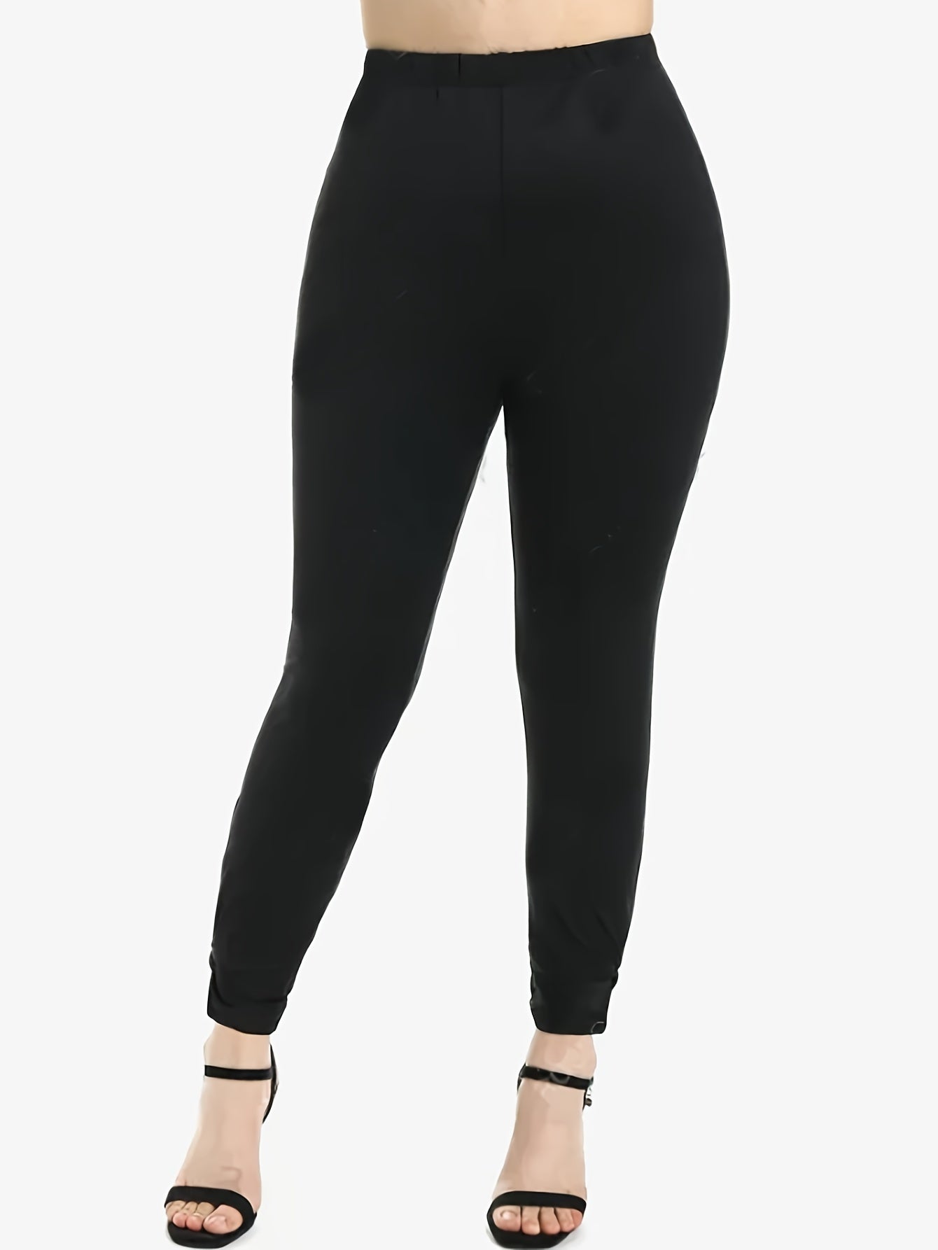 Colorblock Top & Leggings Set Round Neck Casual Outfit