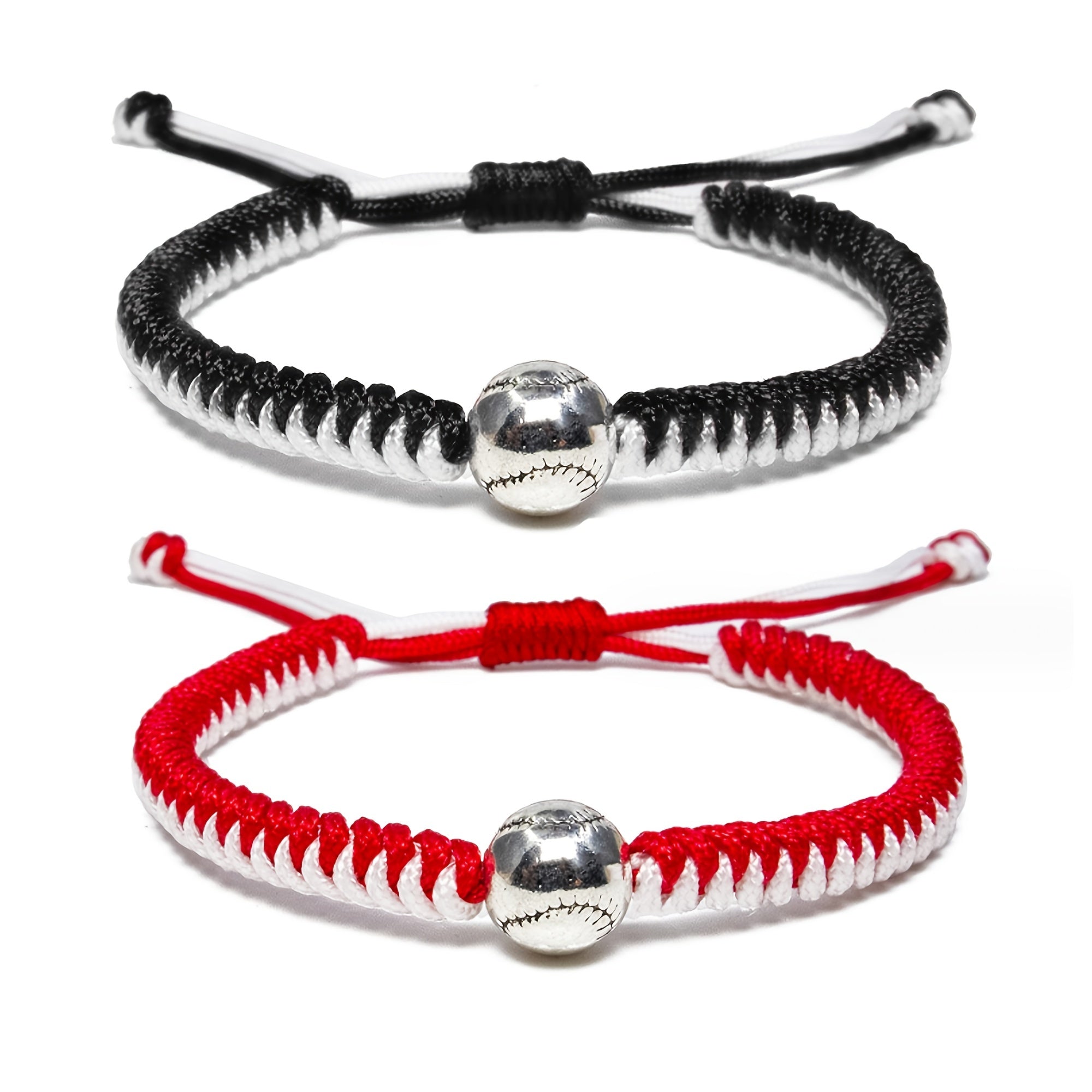 2 Pcs Soccer Baseball Bracelets for Women Team Spirit Game Decor Handwoven Brac
