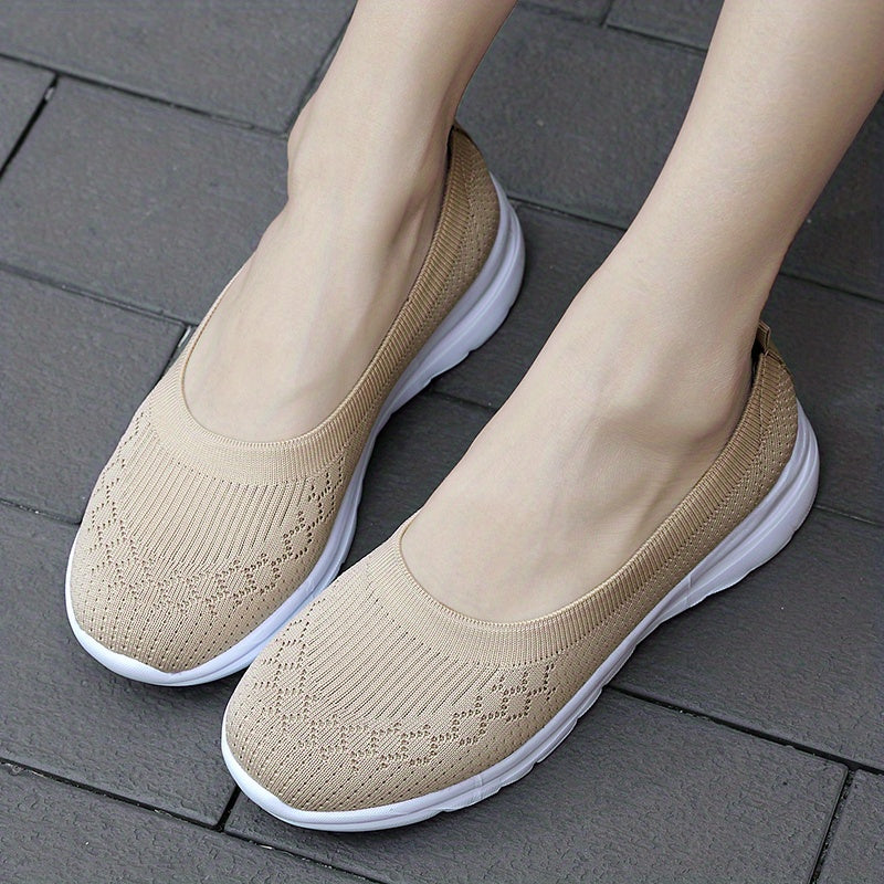 Women's Knitted Slip On Platform Walking Shoes