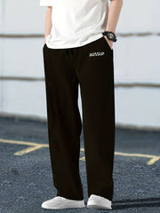 Print Drawstring Sweatpants Loose Fit Casual Pants for Men