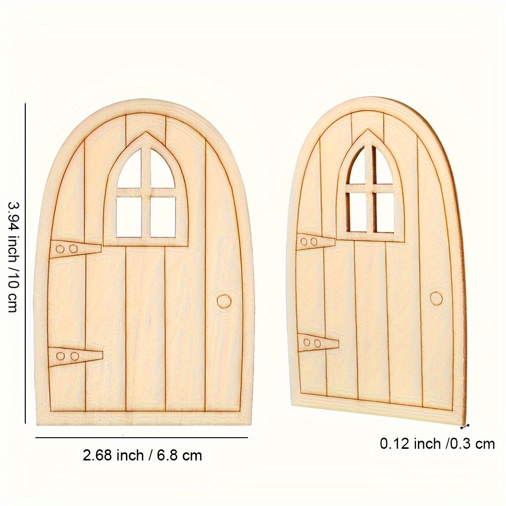24Pcs Unpainted Wooden Fairy Doors Craft Set for DIY Arts Dollhouses