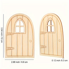24Pcs Unpainted Wooden Fairy Doors Craft Set for DIY Arts Dollhouses