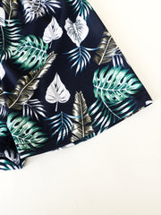 Boys Leaf Print Casual Outfit Round Neck T shirt & Shorts Set