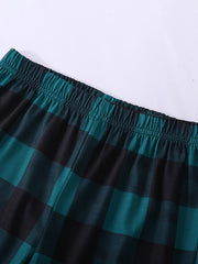 Plaid Christmas Pajama Set Long Sleeve Top & Pants Women's Sleepwear