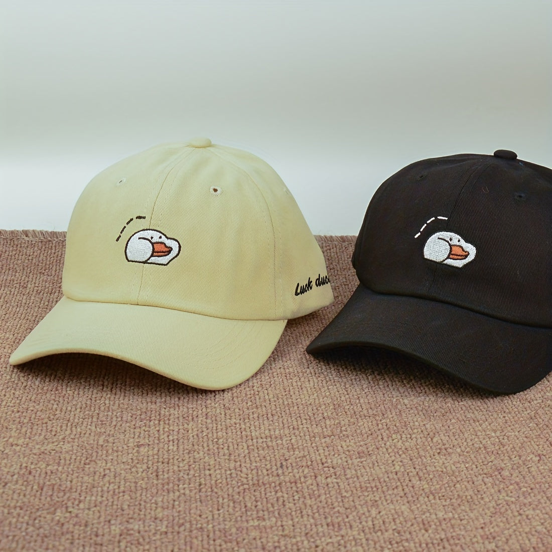 Adjustable Summer Mens Peaked Cap With Duck Embroidery