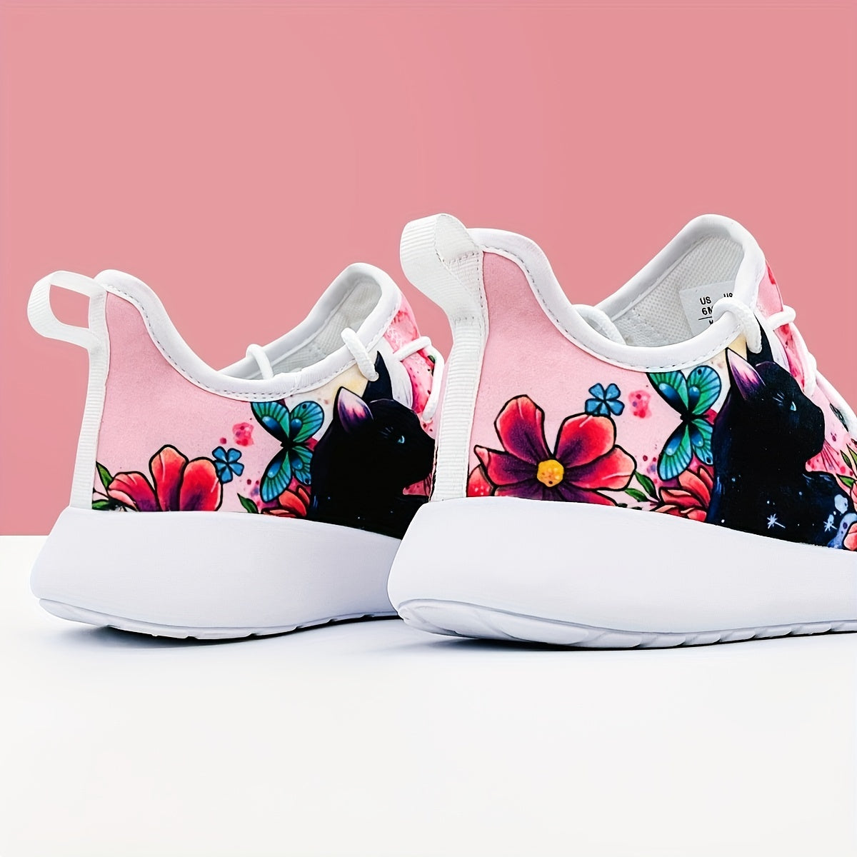 Halloween Flower & Cat Pattern Soft Sole Sneakers