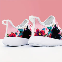 Halloween Flower & Cat Pattern Soft Sole Sneakers