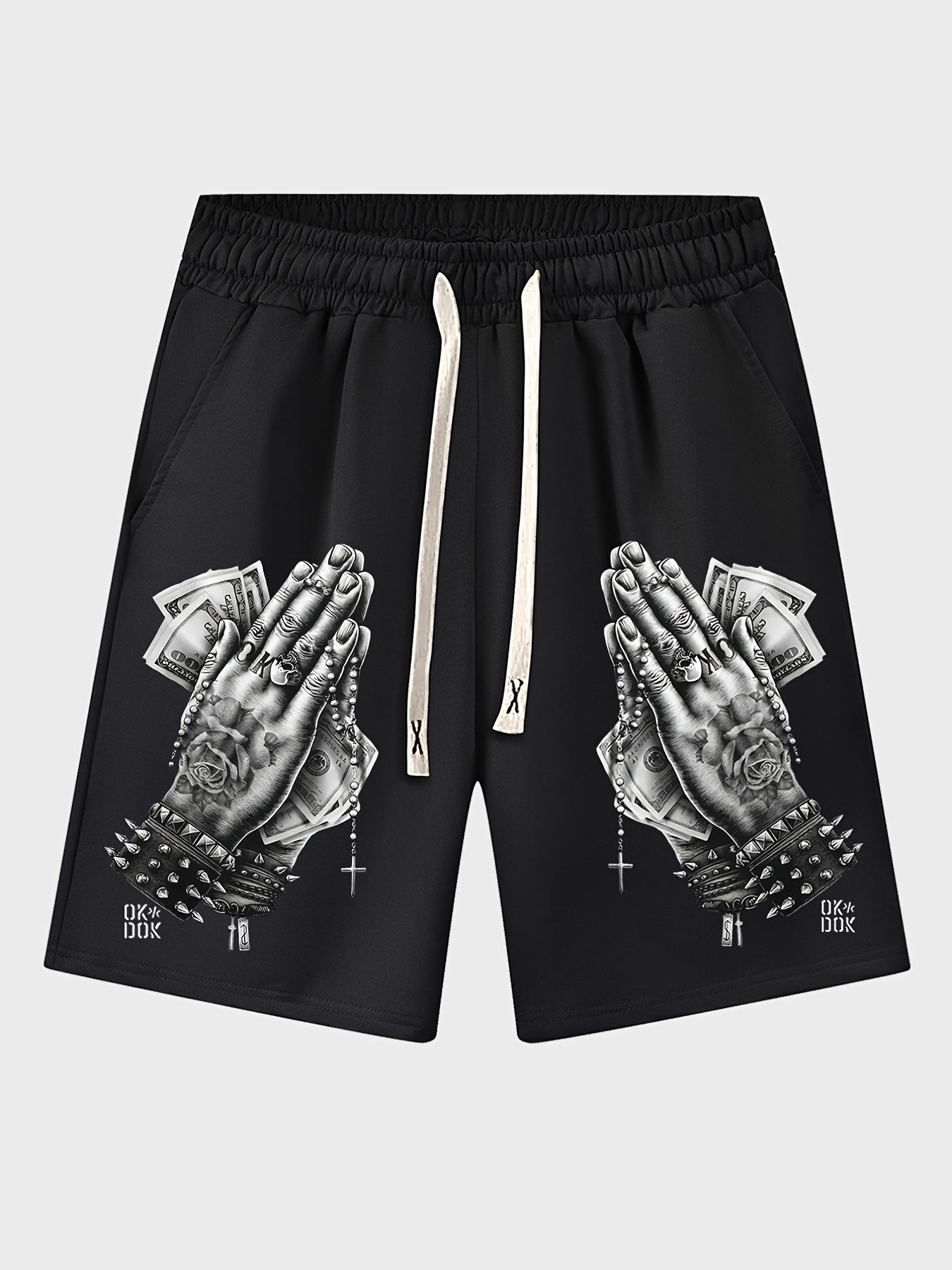 Men's Thin Prayer Hand Print Drawstring Shorts