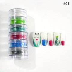 6PCS Christmas Pearl Powder Set Nail Glitter Magic Mirror Cloud Brocade DIY