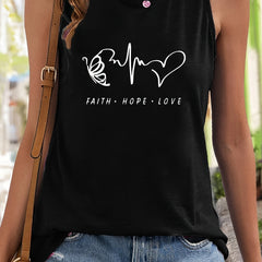 Heart & Letter Pattern Stretchy Sports Vest Women's Activewear