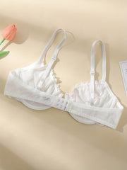Lace Plunge Push Up Bra Comfortable & Breathable Women's Lingerie