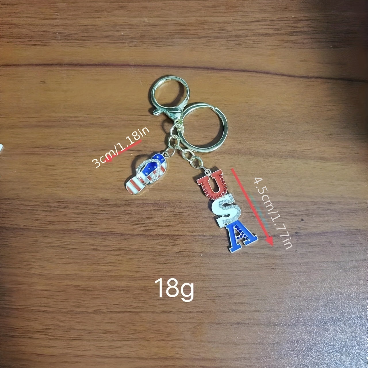 American Flag Alloy Inlaid Diamond Keychain Independence Gift